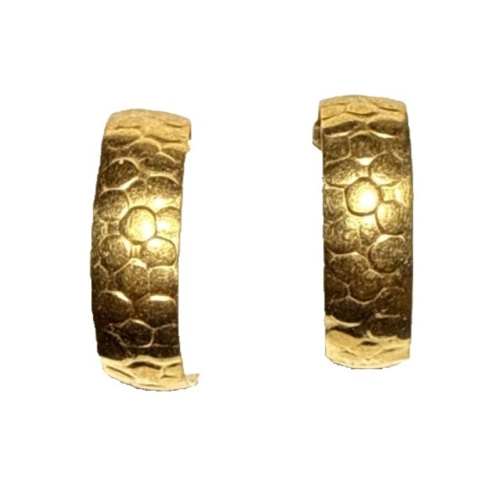 Vintage Simply Whispers Gold Tone Textured Hoop Earrings J19-4